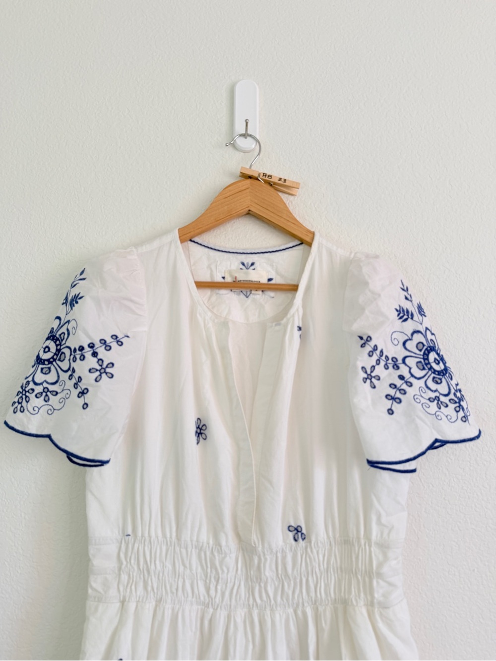 Anthropologie Somerset maxi dress White and blue embroidery eyelet size medium - Picture 4 of 16